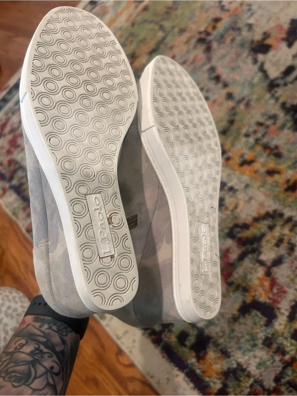 Women’s Suede Slip-On High-Top Sneaker in Beige Camo